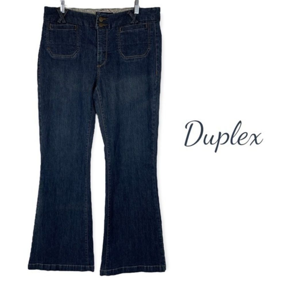 Duplex Mid Rise‎ Dark Wash Boho Hippie Flare Jeans Size 12